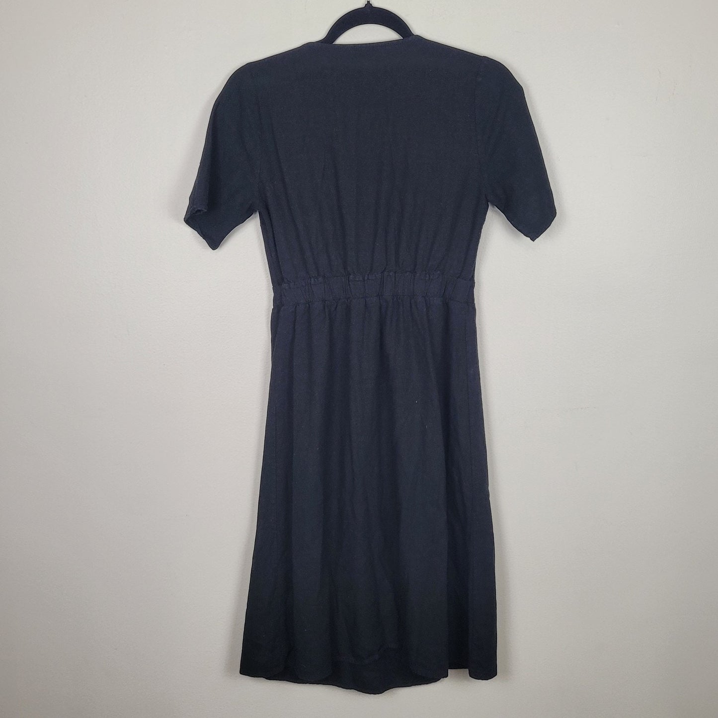 Roolee Women’s Small Black Linen Blend Midi Dress Nursing Friendly