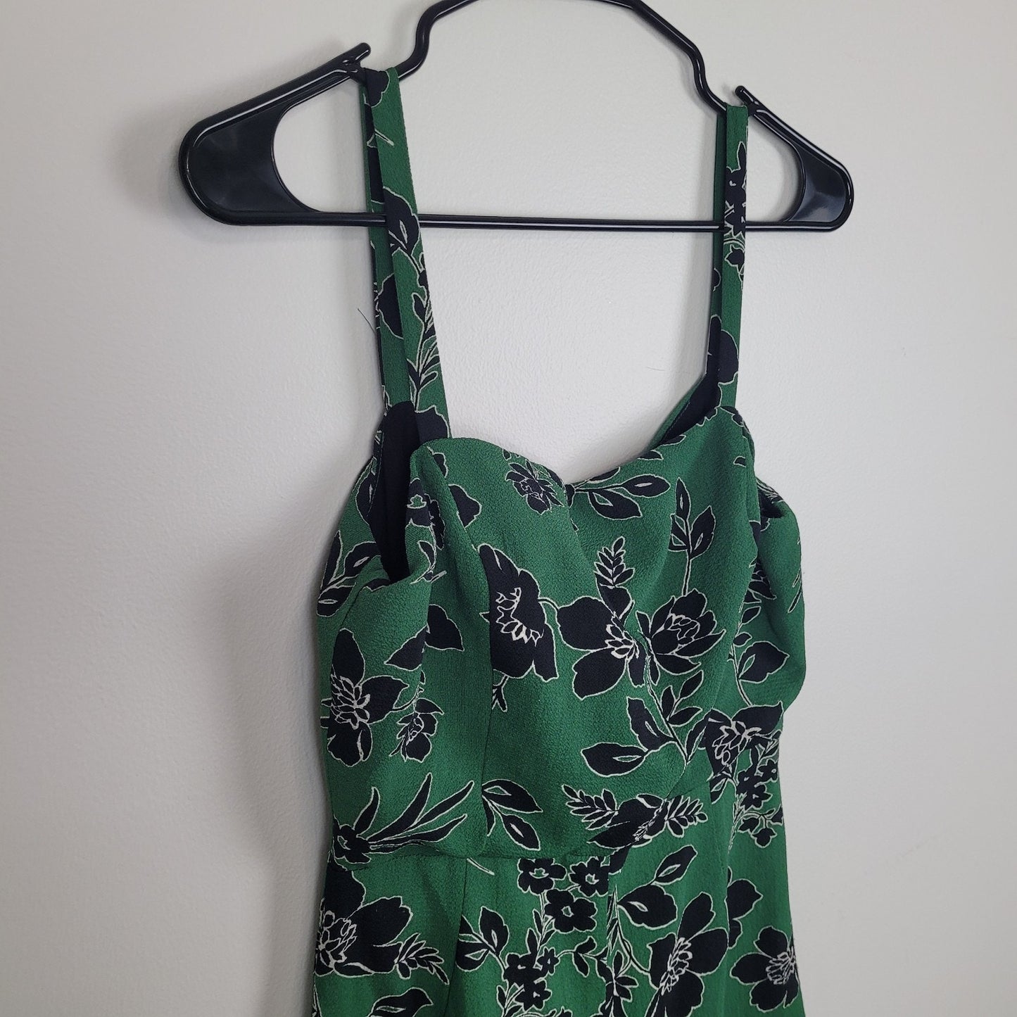 Lulus Lush Womens Small Green Floral Cropped Wide Leg Sleeveless Jumpsuit Fairy