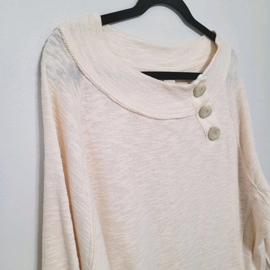 Free People We The Free Don't Forget Me Top Medium Cream Button Detail