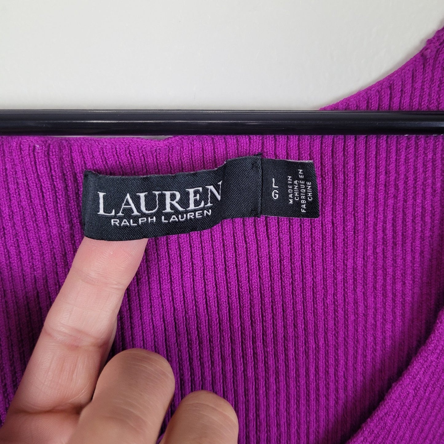 Lauren Ralph Lauren Womens Large Purple Knit V-Neck Tank Top Sleeveless