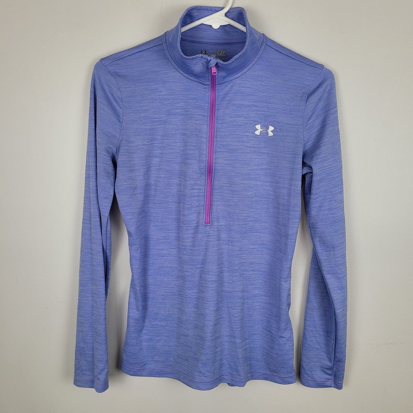 Under Armour Womens Medium Lavender Pink Zipper HeatGear 1/4 Zip Pullover Top