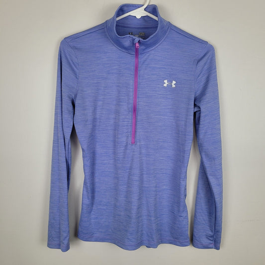 Under Armour Womens Medium Lavender Pink Zipper HeatGear 1/4 Zip Pullover Top