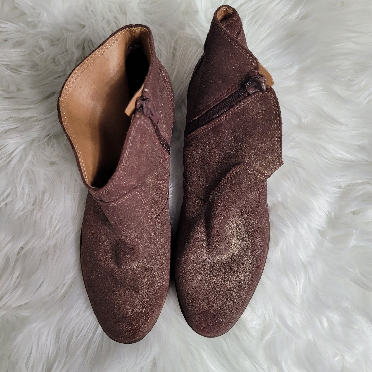 Lucky Brand Belia Western Ankle Boots US 7M Brown Suede Boho Cowgirl