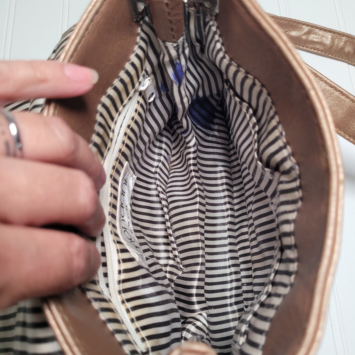 Mondani NY Tan Faux Leather Crossbody Bag Y2K Buckle Studded Western Boho