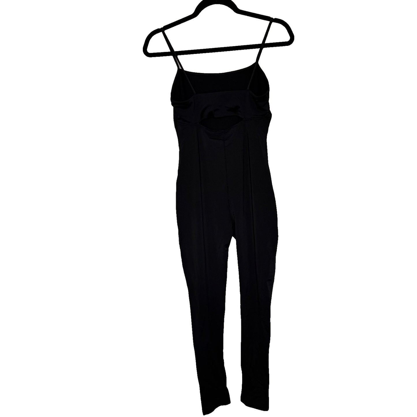 Zara Basic Womens L Black Spaghetti Strap Jumpsuit Open Back Minimalist Chic