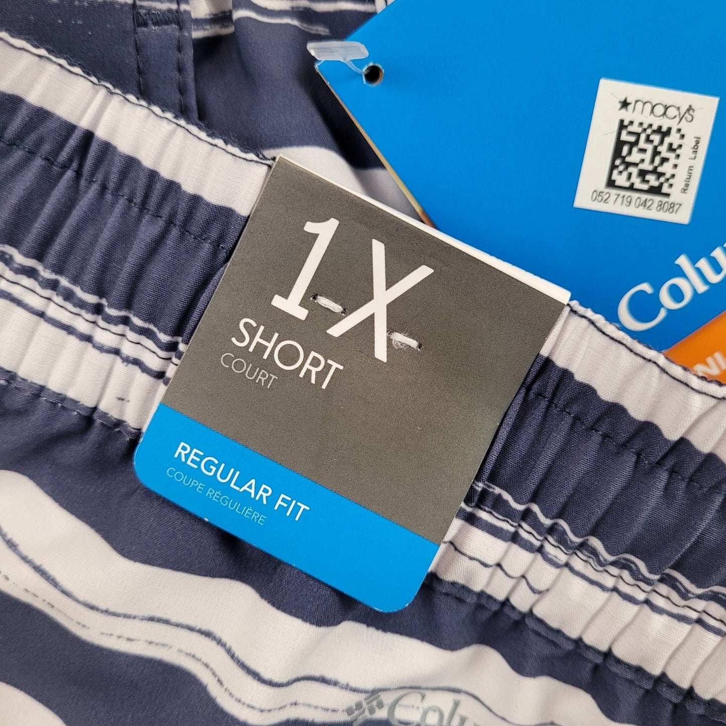 Columbia Women’s 1X Hiking Board Shorts 6” Omni-Shade Striped Blue NWT