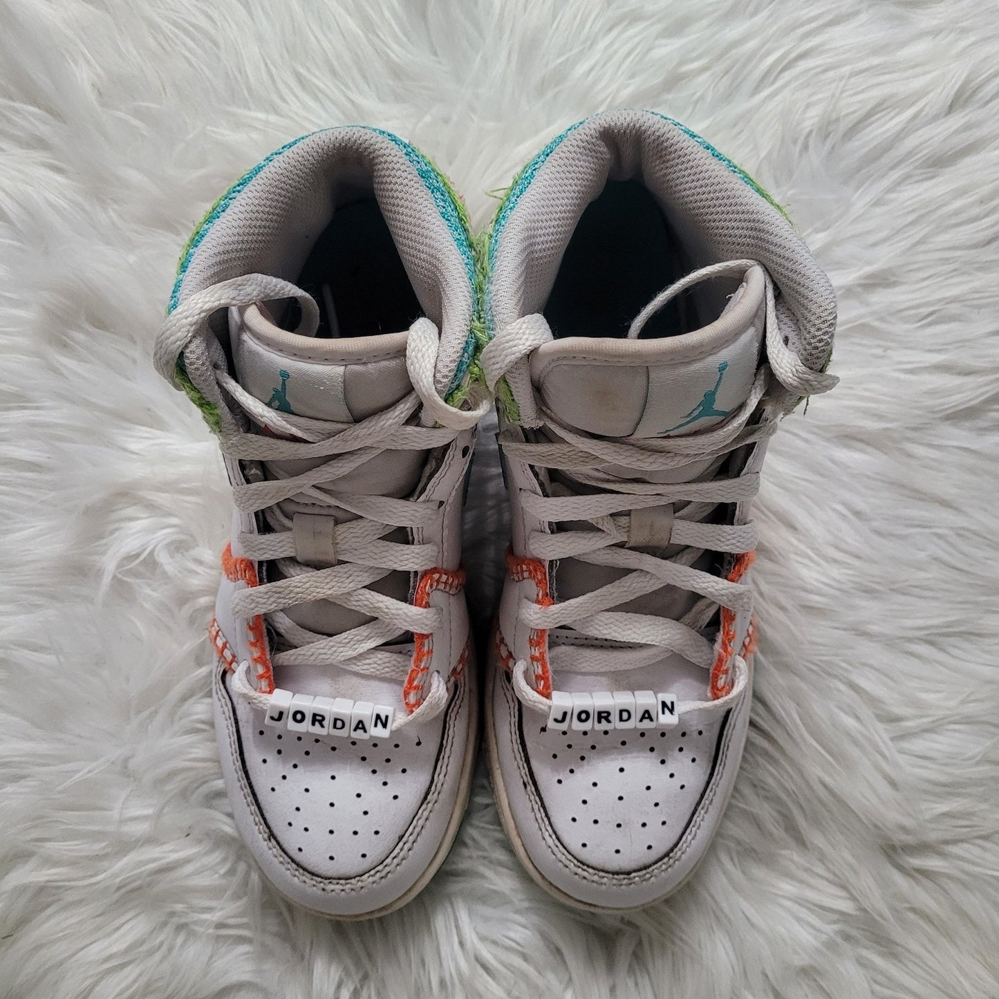 AIR JORDAN 1 MID SE 4y GS 'Multi Baseball Knit' White Teal Pink DM9648-100