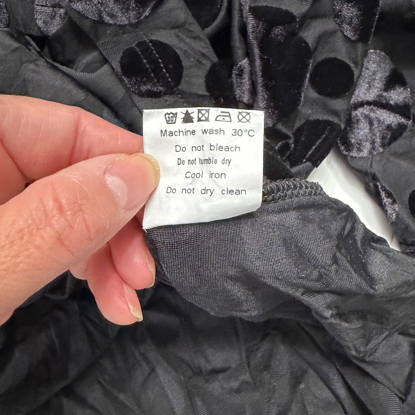 Agnes Orinda Women’s 3X Black Polka Dot Tunic Top Velvet Flock Surplice Sleeve