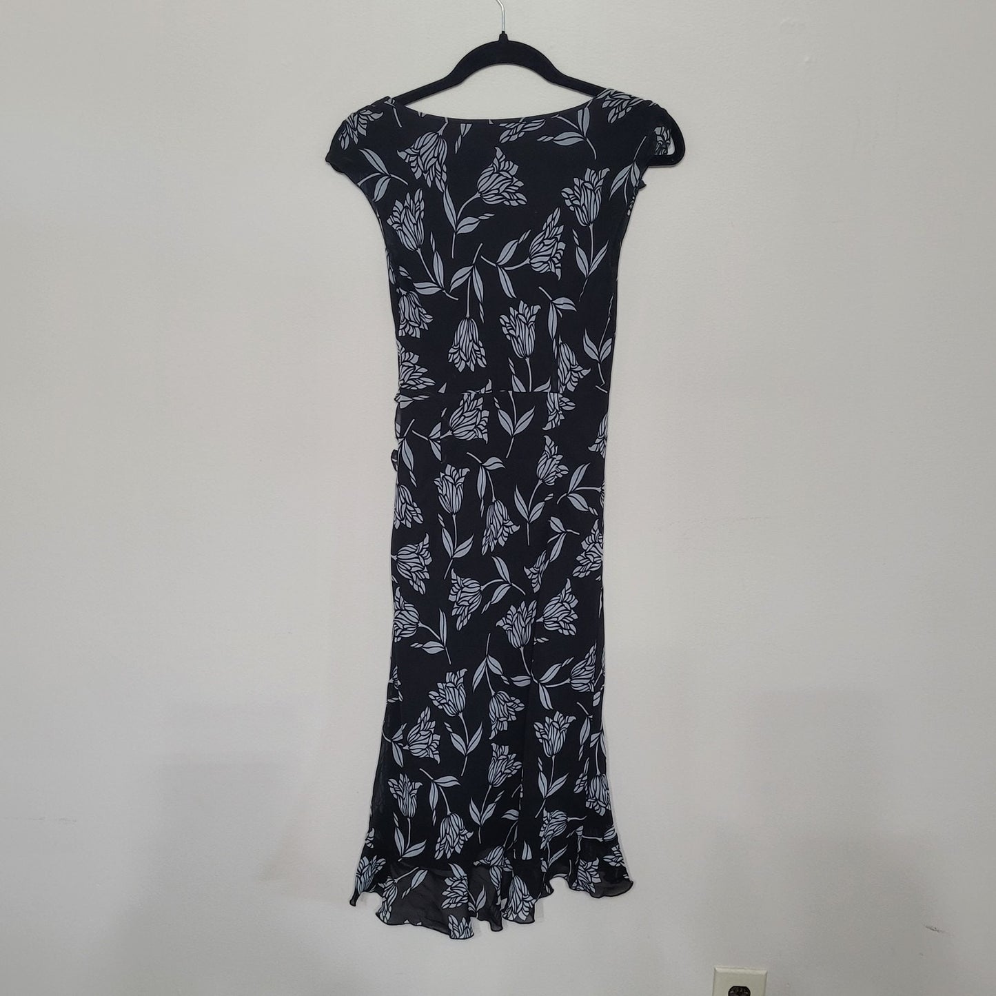 The Limited Dress Navy Women 6 Floral Silk Ruffle Y2K 90s Fairy Whimsigoth Midi