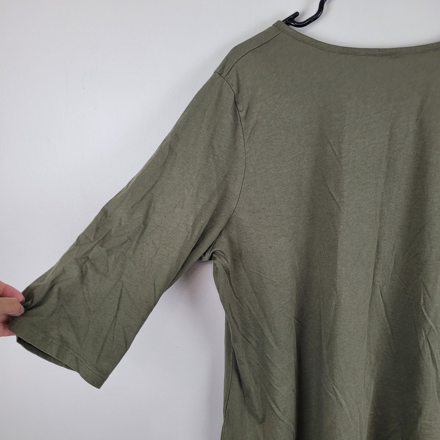 Cacique Womens Plus 22/24 Long Sleeve Top Olive Green Basic Tee VGUC