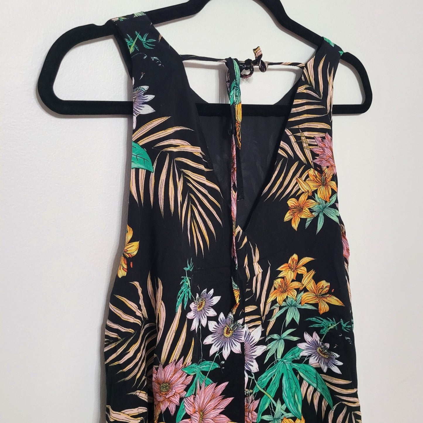 Umgee Women’s Small Black Floral Print Sleeveless Mini Dress