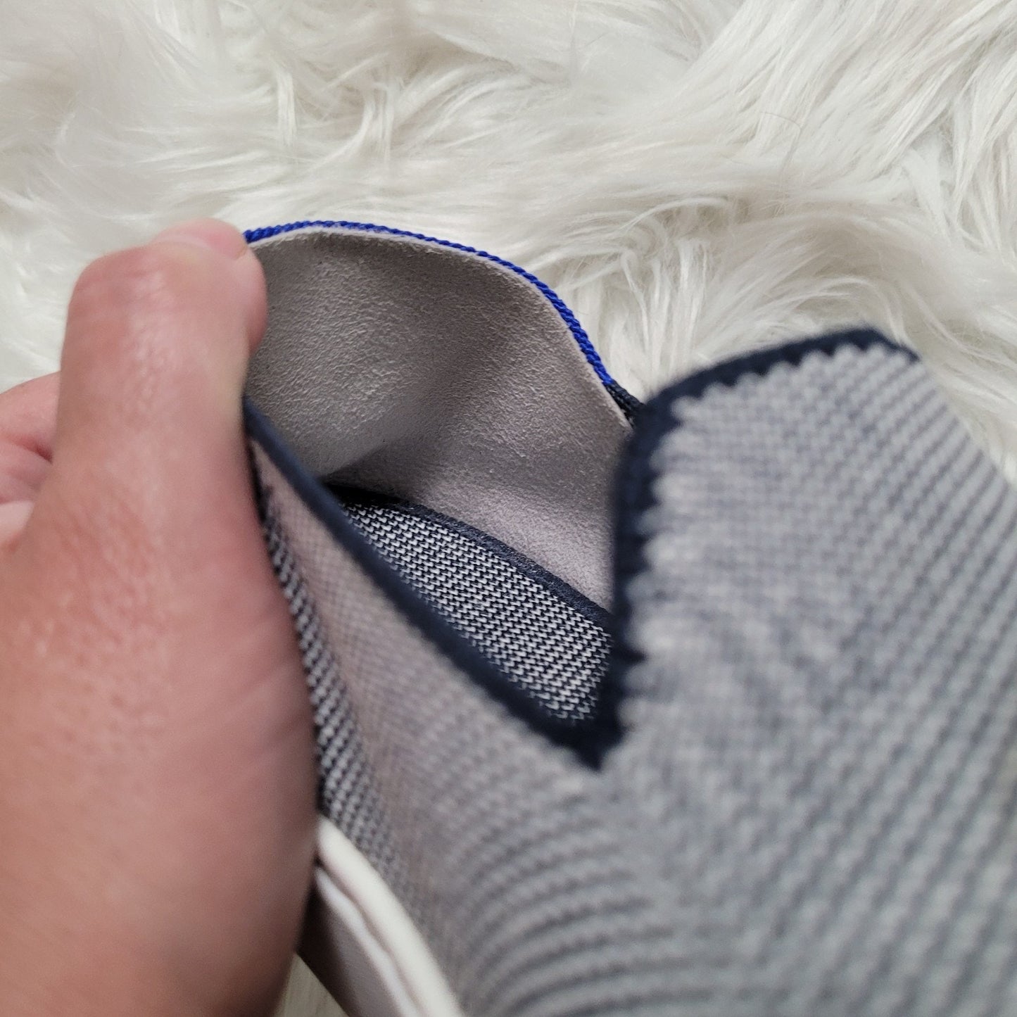 Rothy’s Women’s 9 The Original Sneaker Anchor Blue Knit Slip On Shoes Clean EUC