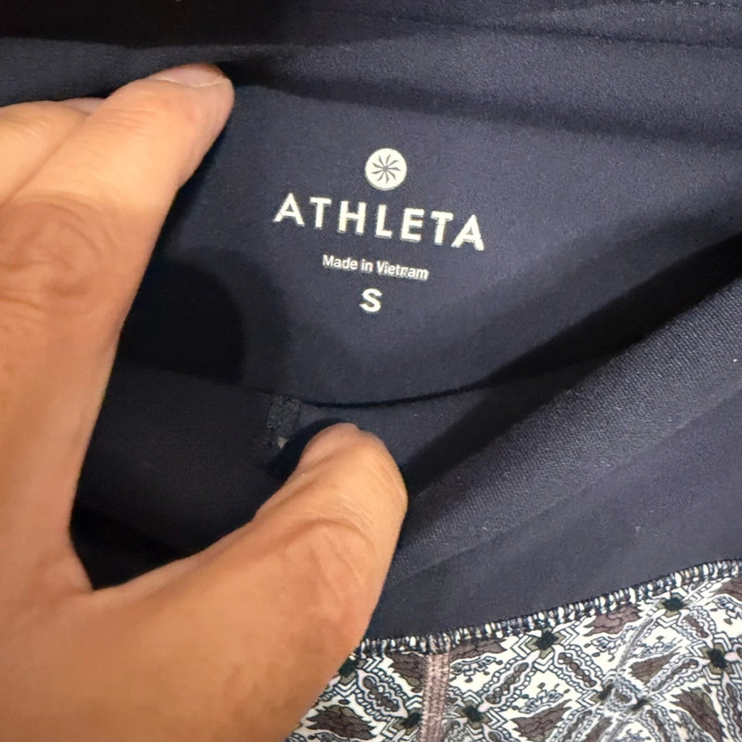 Athleta Women’s S Printed Leggings Navy Blue Geometric High Rise