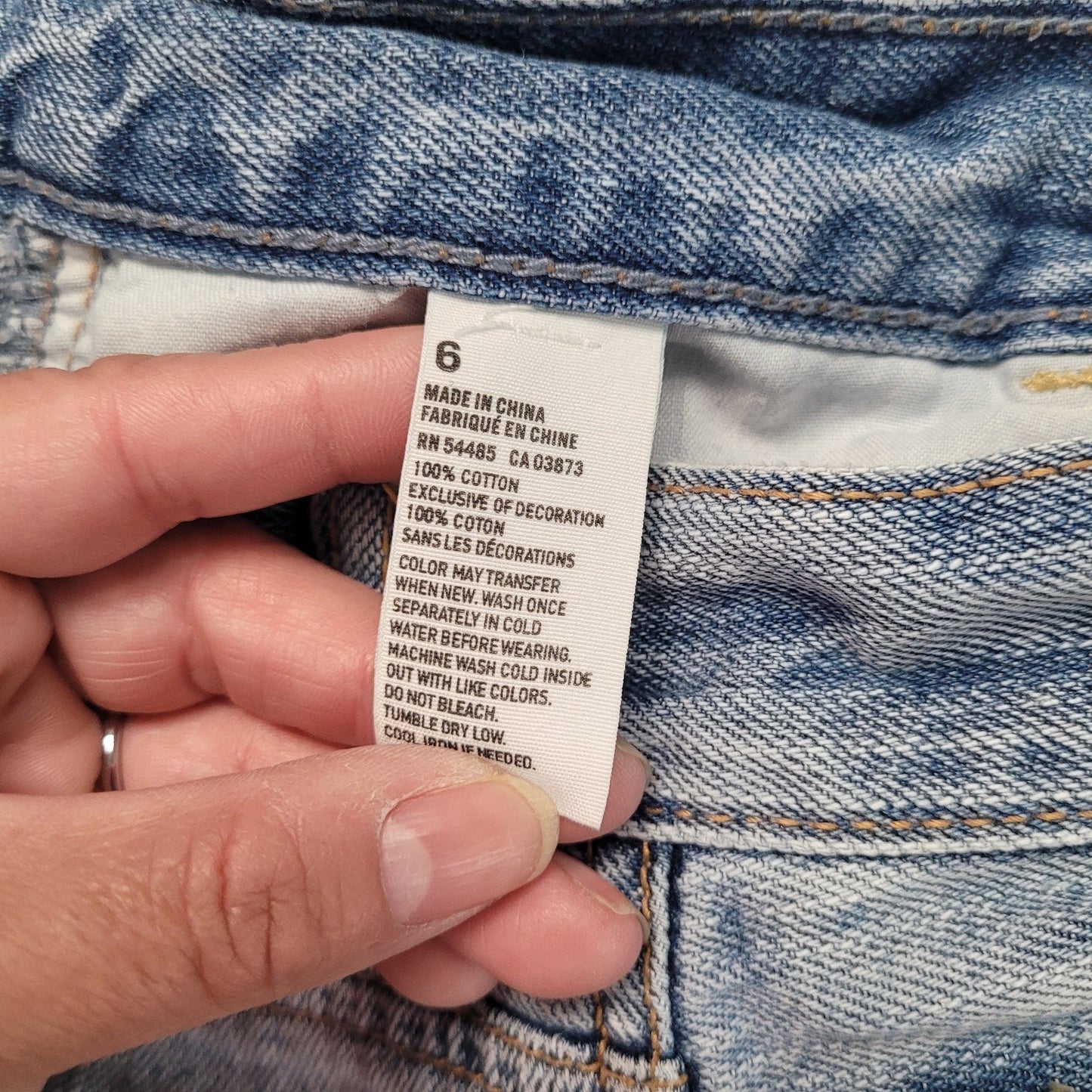 American Eagle Womens 6 Shortie Denim Shorts Light Wash Distressed Button Fly Y2