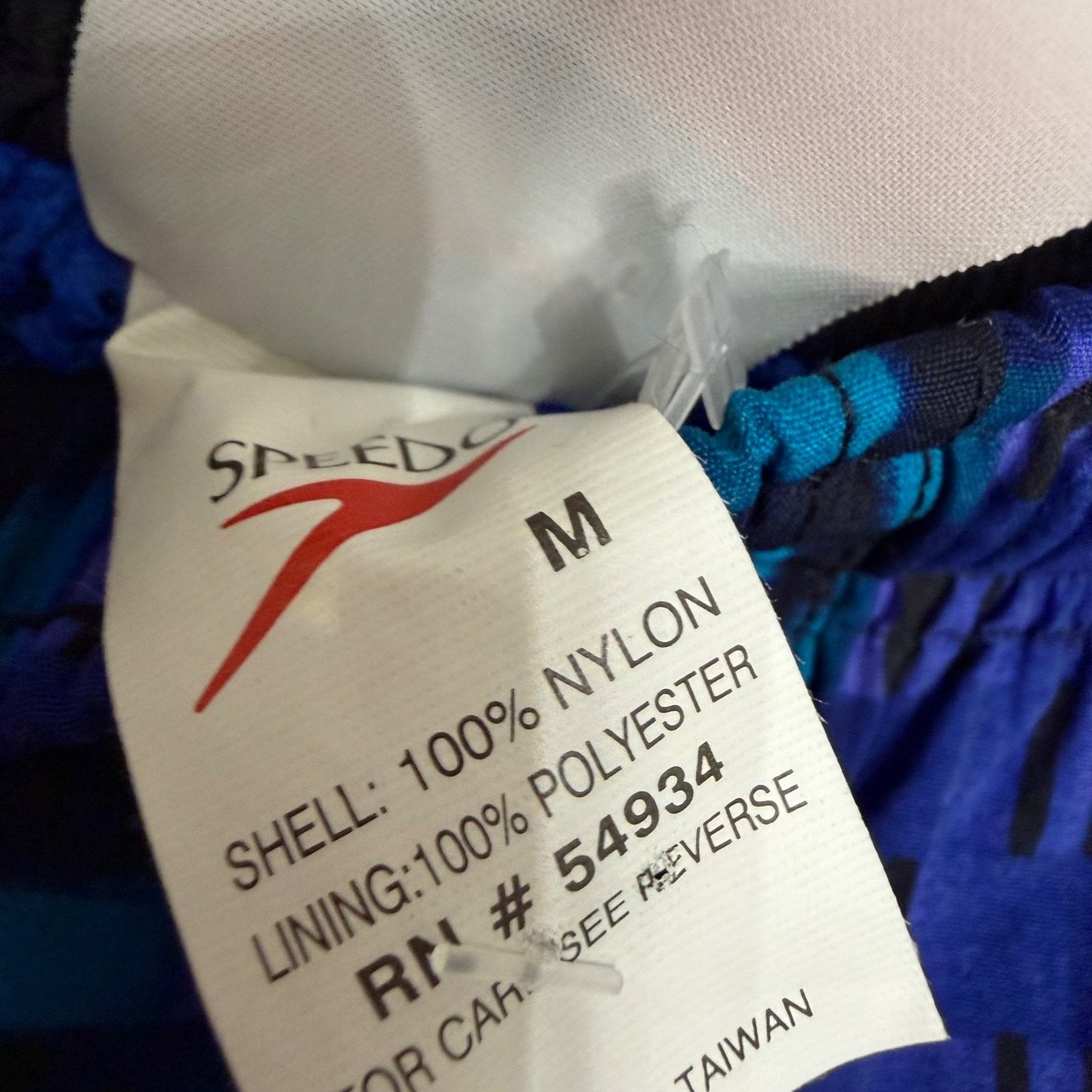 Speedo Men’s M Retro Blue Black Geometric Swim Trunks NWT