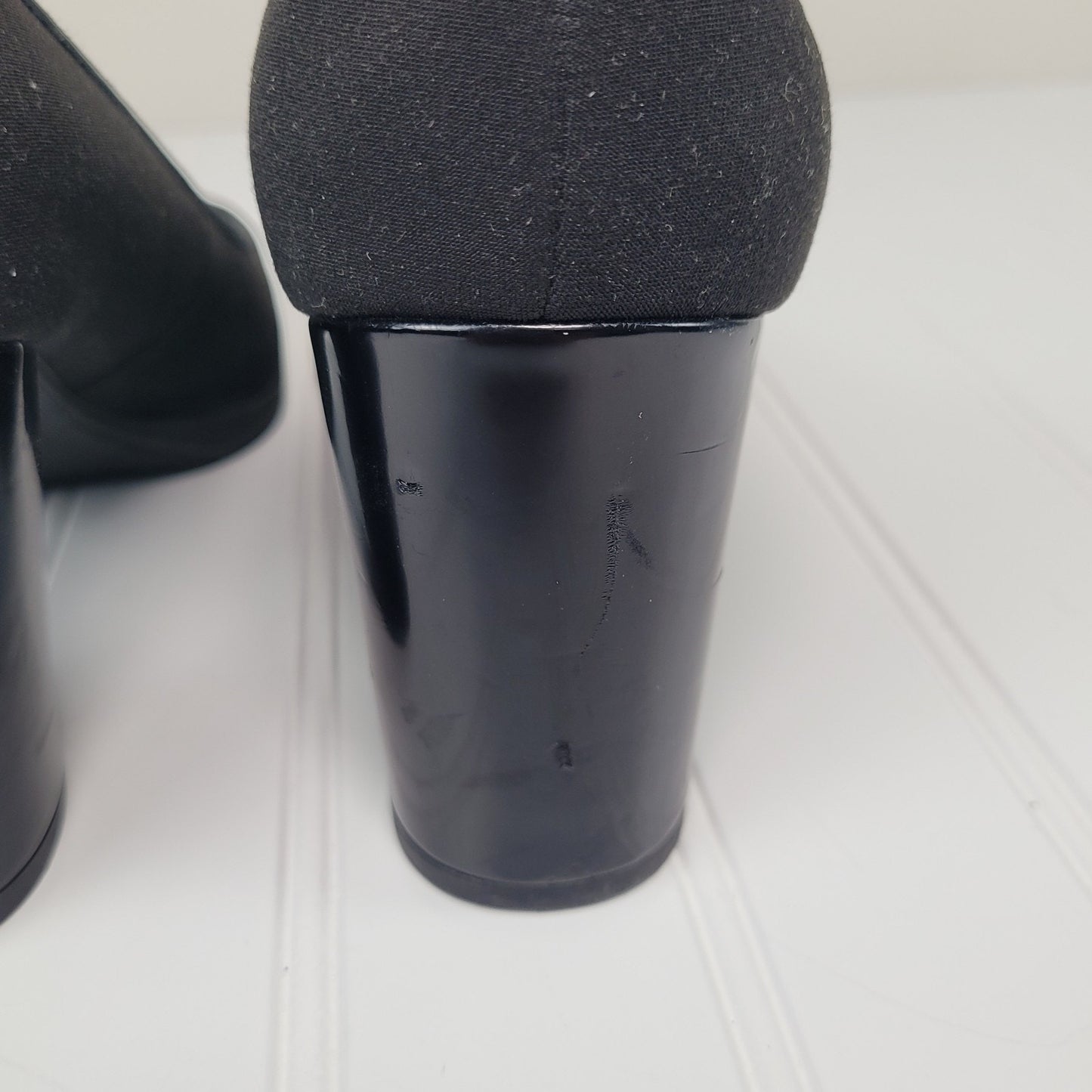 Anne Klein Carole Womens 8.5 Black Block Heel Pumps Round Toe Classic Office