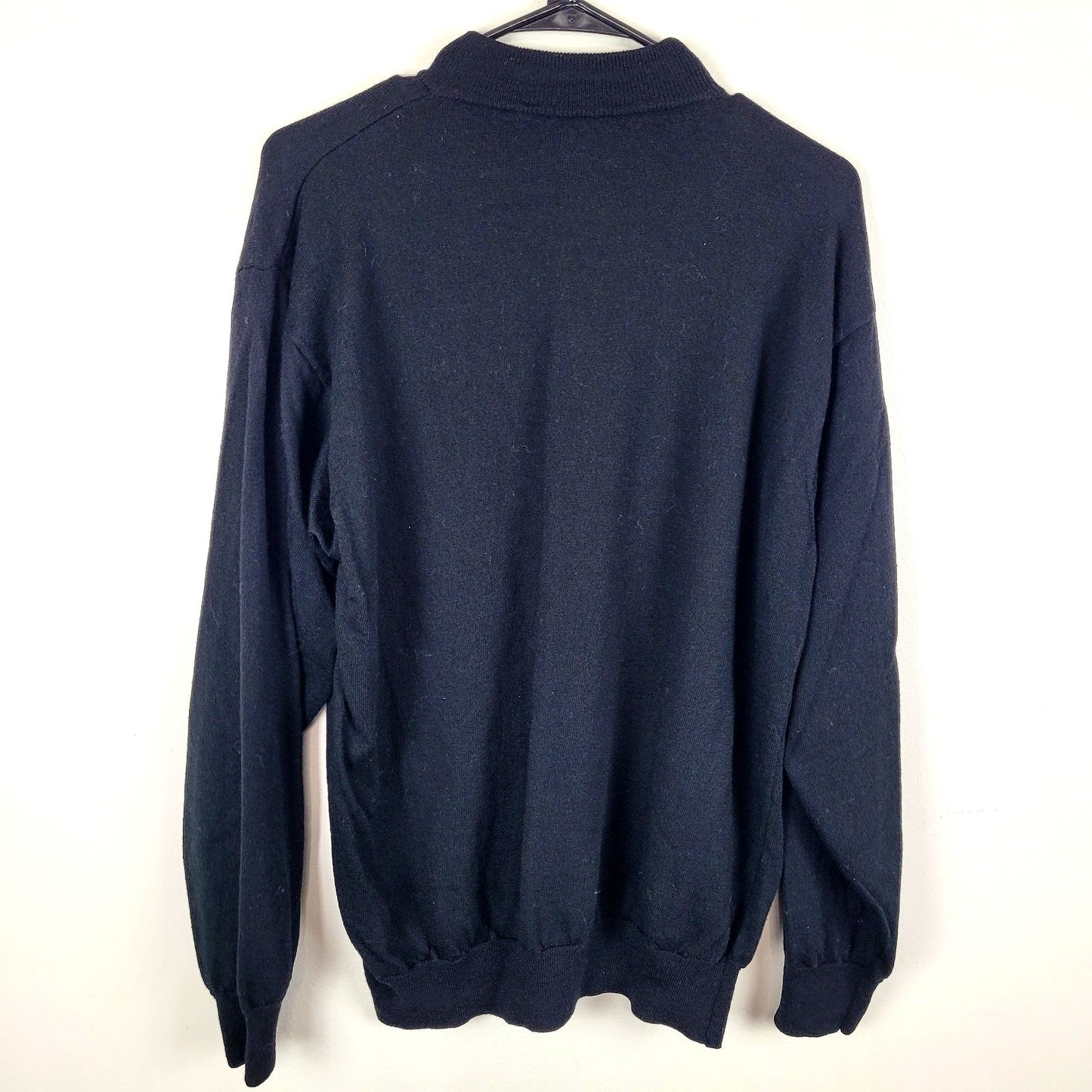 Bachrach Mens XXL Black Mock Neck Sweater 100% Merino Wool Made in Italy Luxe