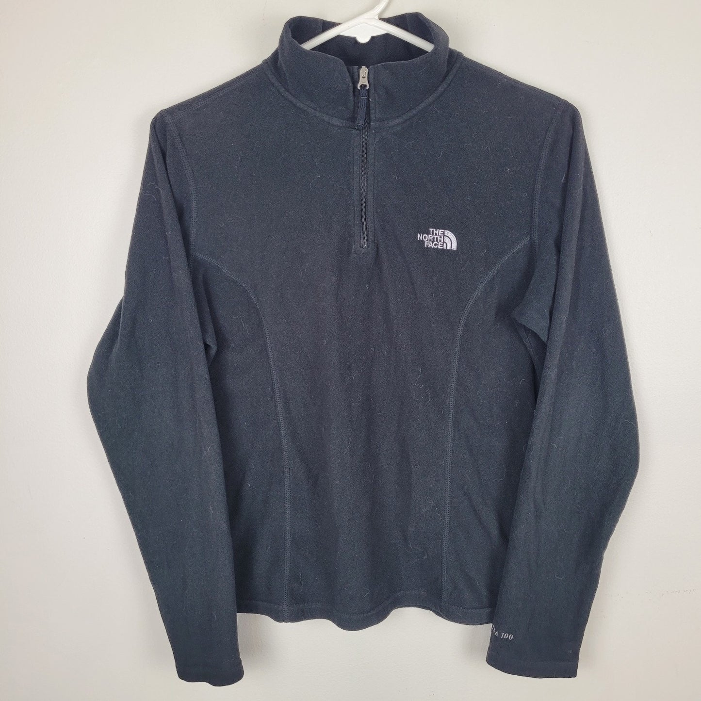 The North Face Womens Medium Black TKA 100 Fleece 1/4 Zip Pullover Jacket