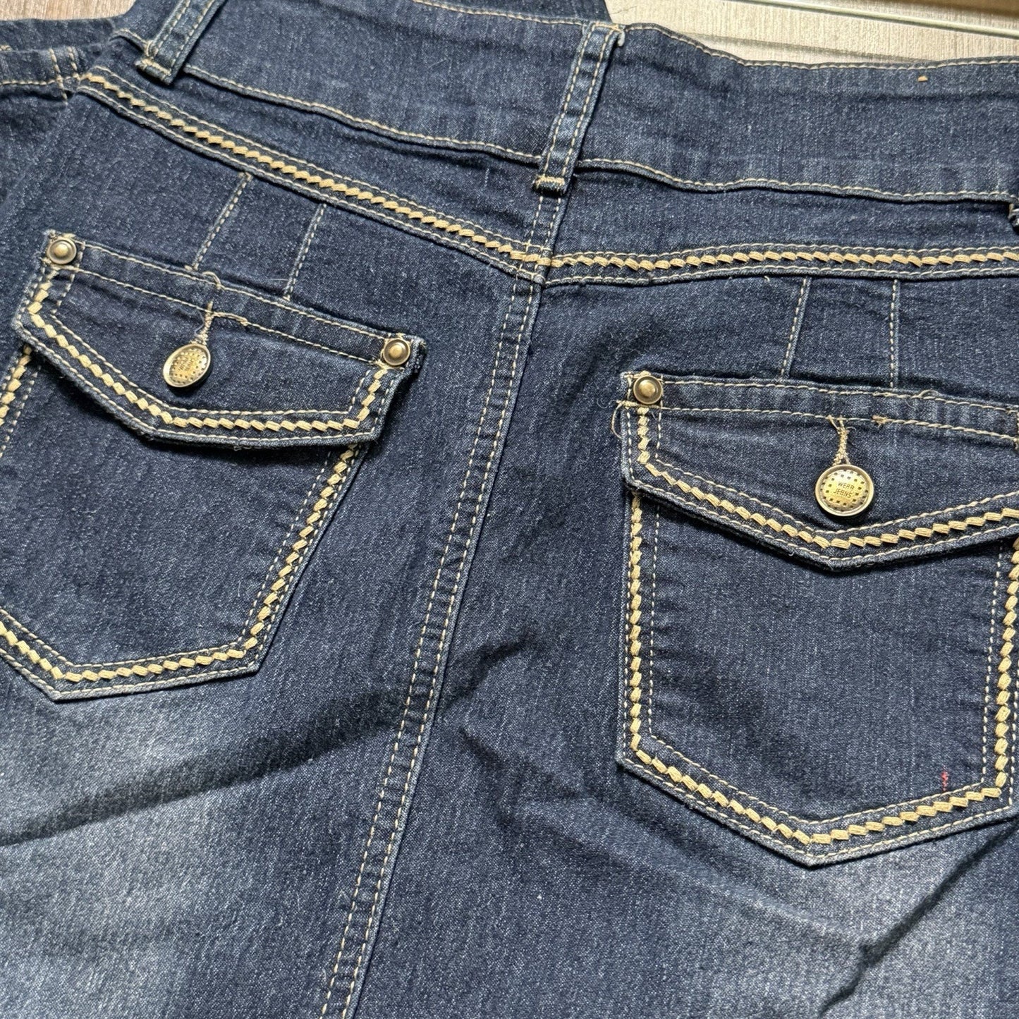 No Fuze Women's 6 Denim Maxi Pencil Skirt Blue Belted Loops Pockets Y2K Cottage