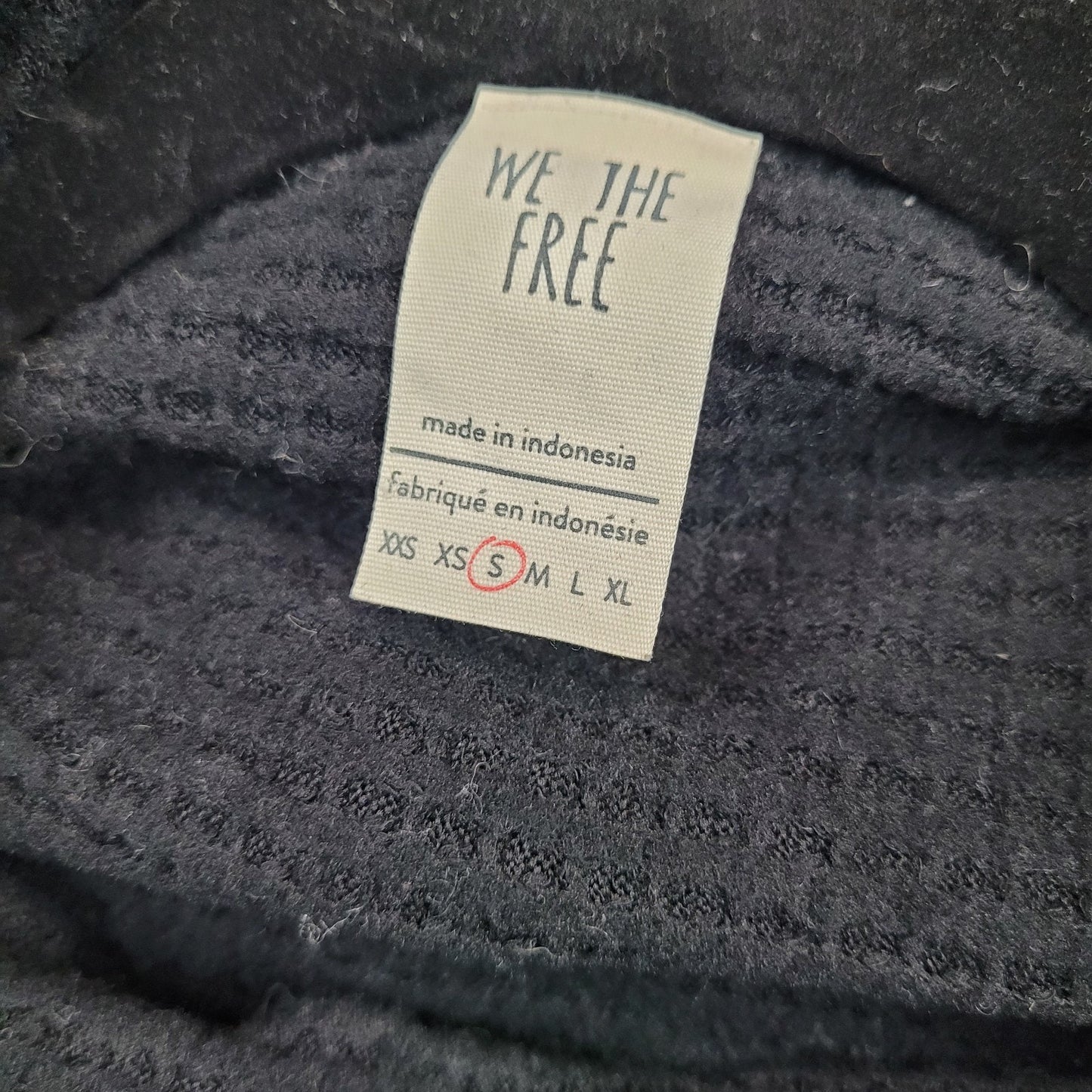 We the Free Women’s S Black Waffle Knit Funnel Neck Tunic Top Oversized GUC