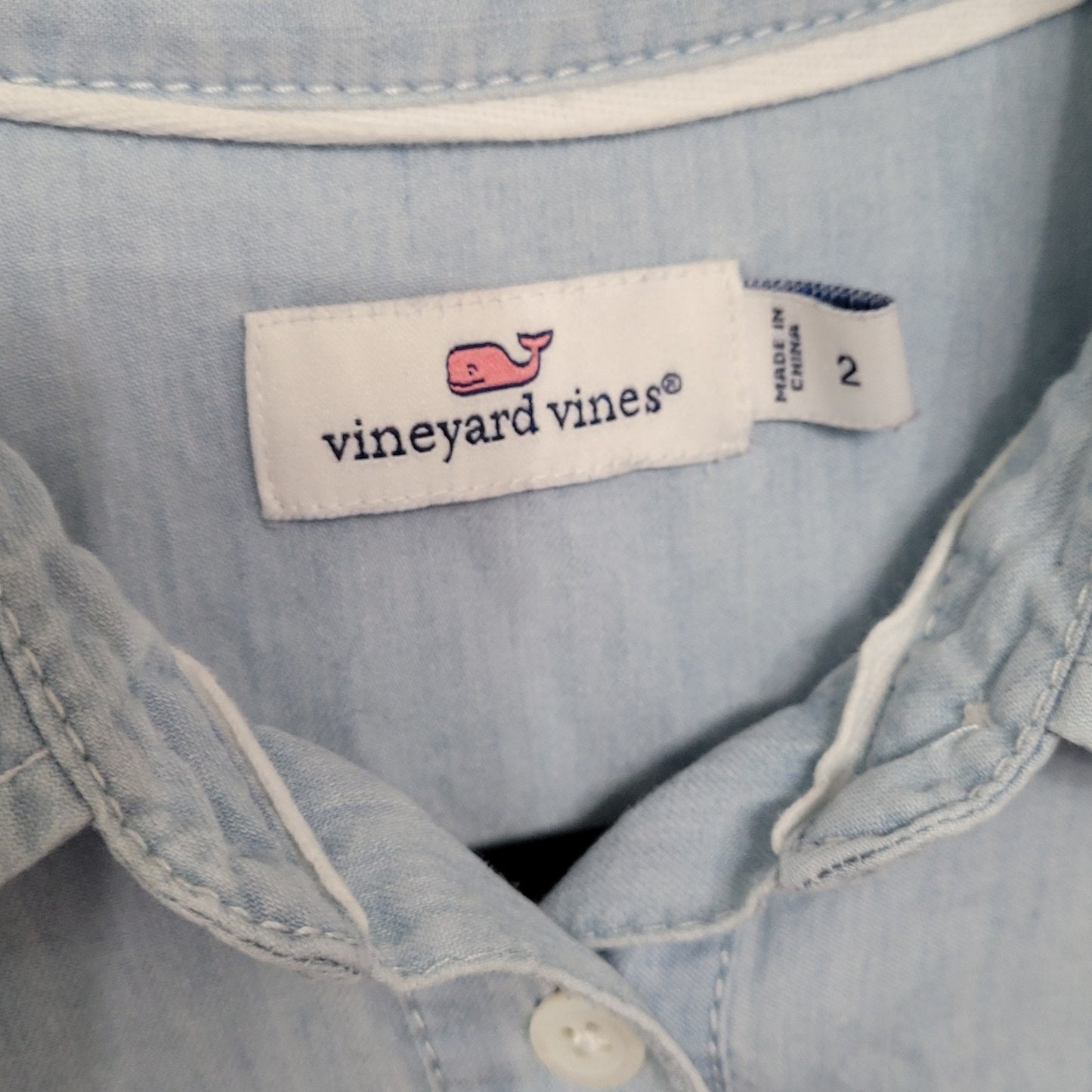 Vineyard Vines Blue Chambray Shirt Women's Tunic Size 2 Long Sleeve