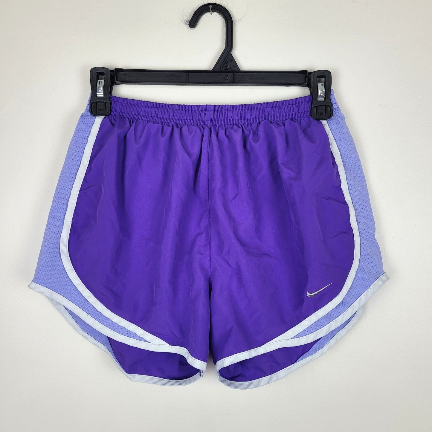 Nike Dri-Fit Tempo Running Shorts Womens Medium Purple White Trim Athletic