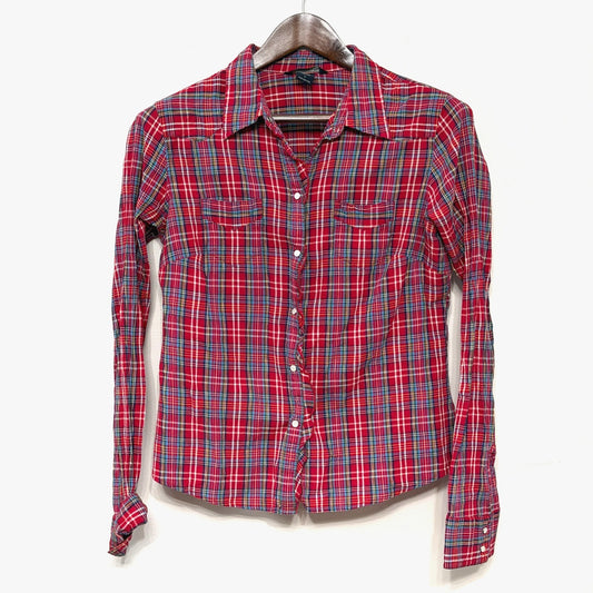 Abercrombie & Fitch Plaid Pearl Snap Shirt Womens Large Red Blue Western