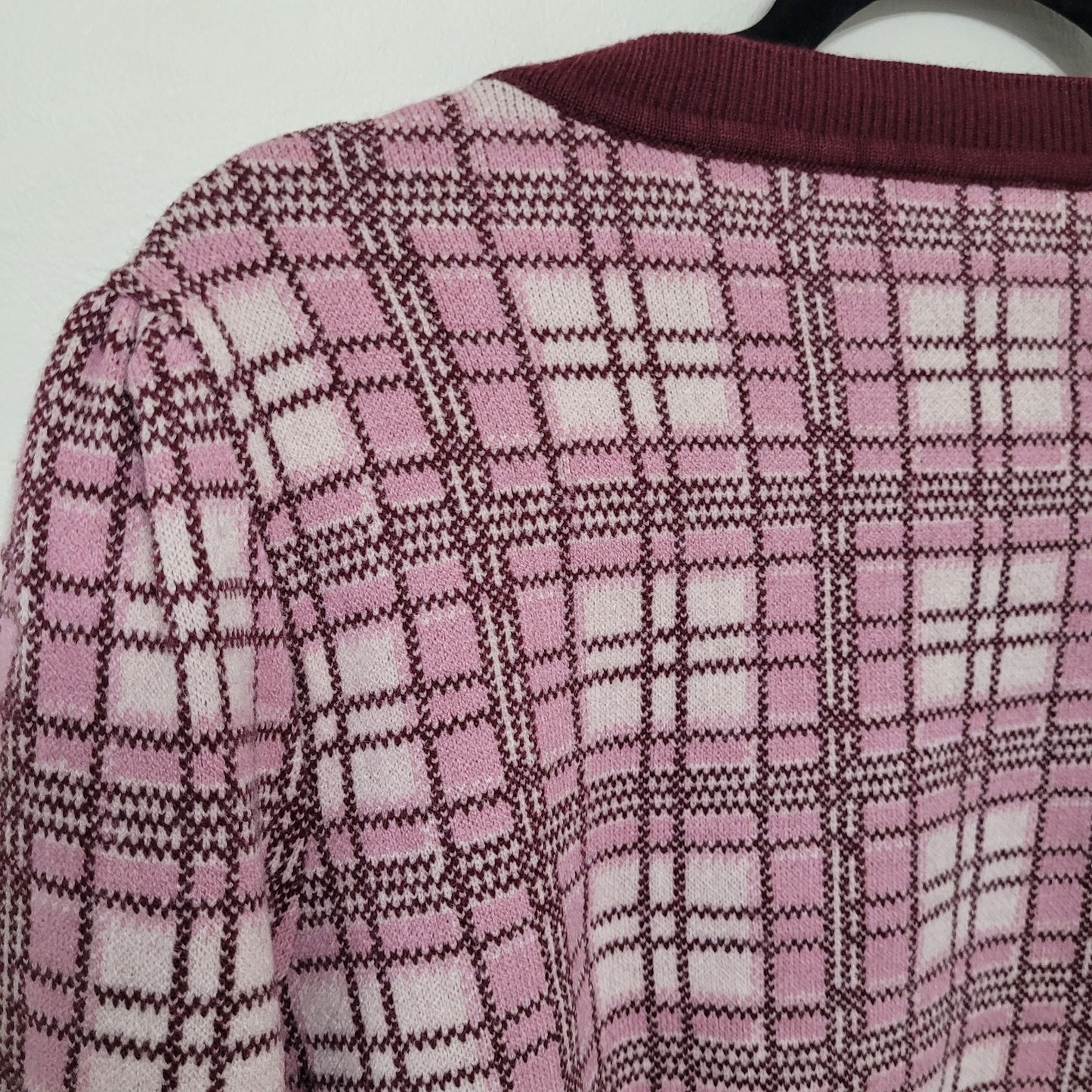 NWT LuLaRoe Women’s Large Piper Sweater Burgundy Plaid Balloon Sleeve