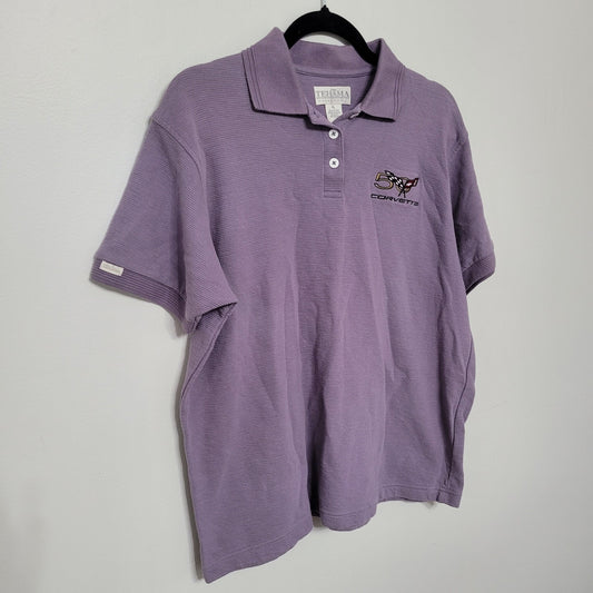 Vintage Men’s XL Corvette 50th Anniversary Polo Shirt Purple Racing Tehama