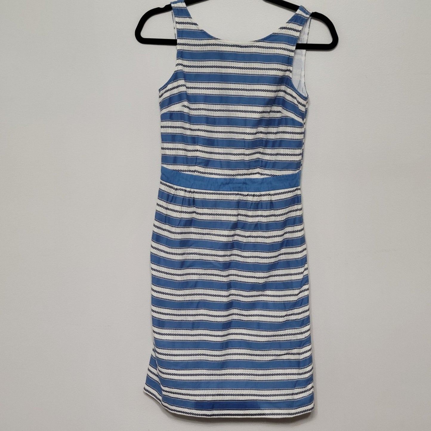 Boden Grace Multi Stripe Sheath Dress 4R Blue White Sleeveless Professional