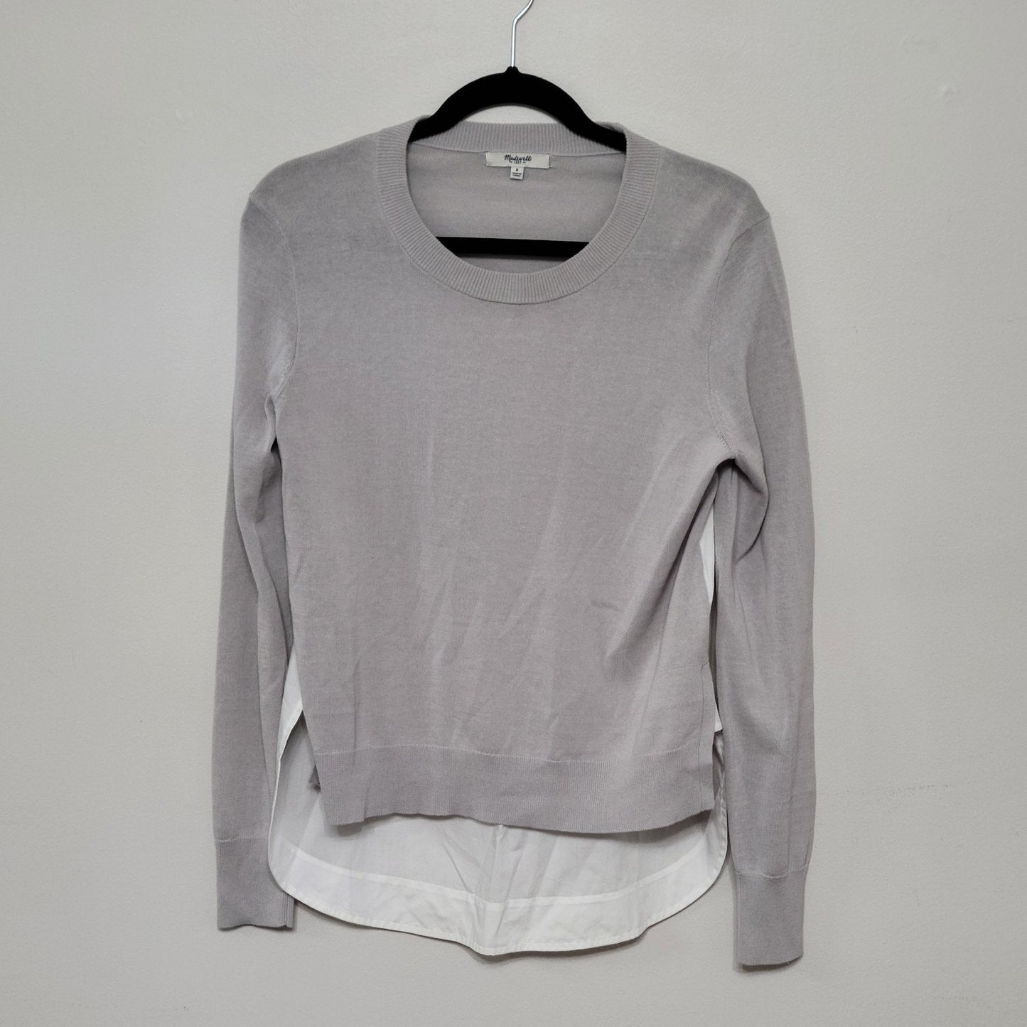 Madewell Cardigan Sweater Large Gray Knit Mixed Media Grandpa Boho