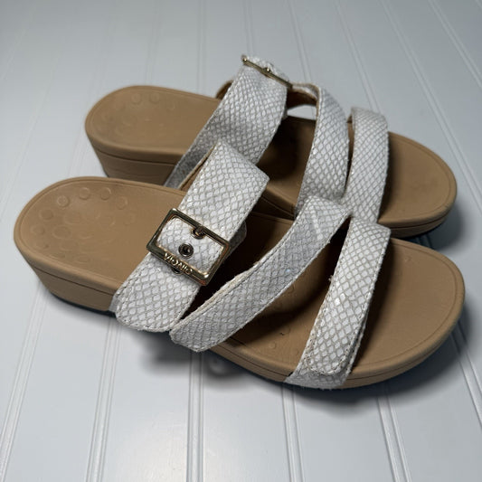 Vionic Womens 8 Pacific Rio Slide Sandal White Textured Adjustable Platform