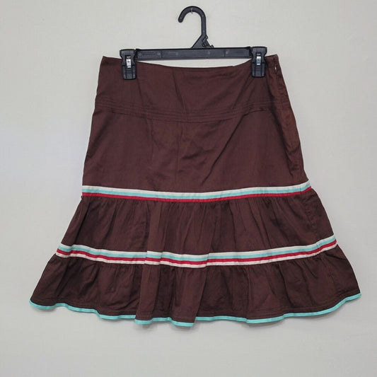 American Eagle 4 Brown Tiered Ruffle Skirt Ribbon Trim Y2K Cottagecore Boho 90s