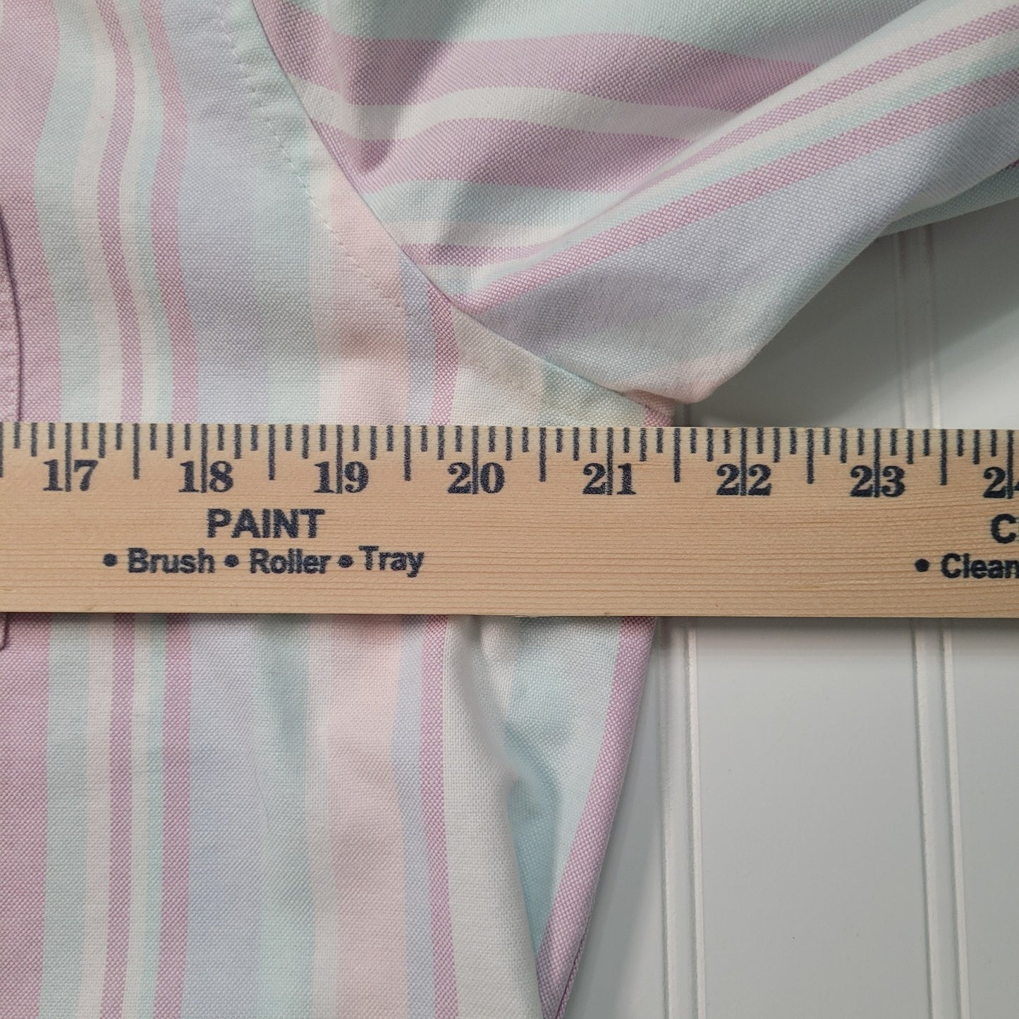 L.L. Bean Womens Medium Cotton Button Up Shirt Pastel Stripe 3/4 Sleeve Preppy