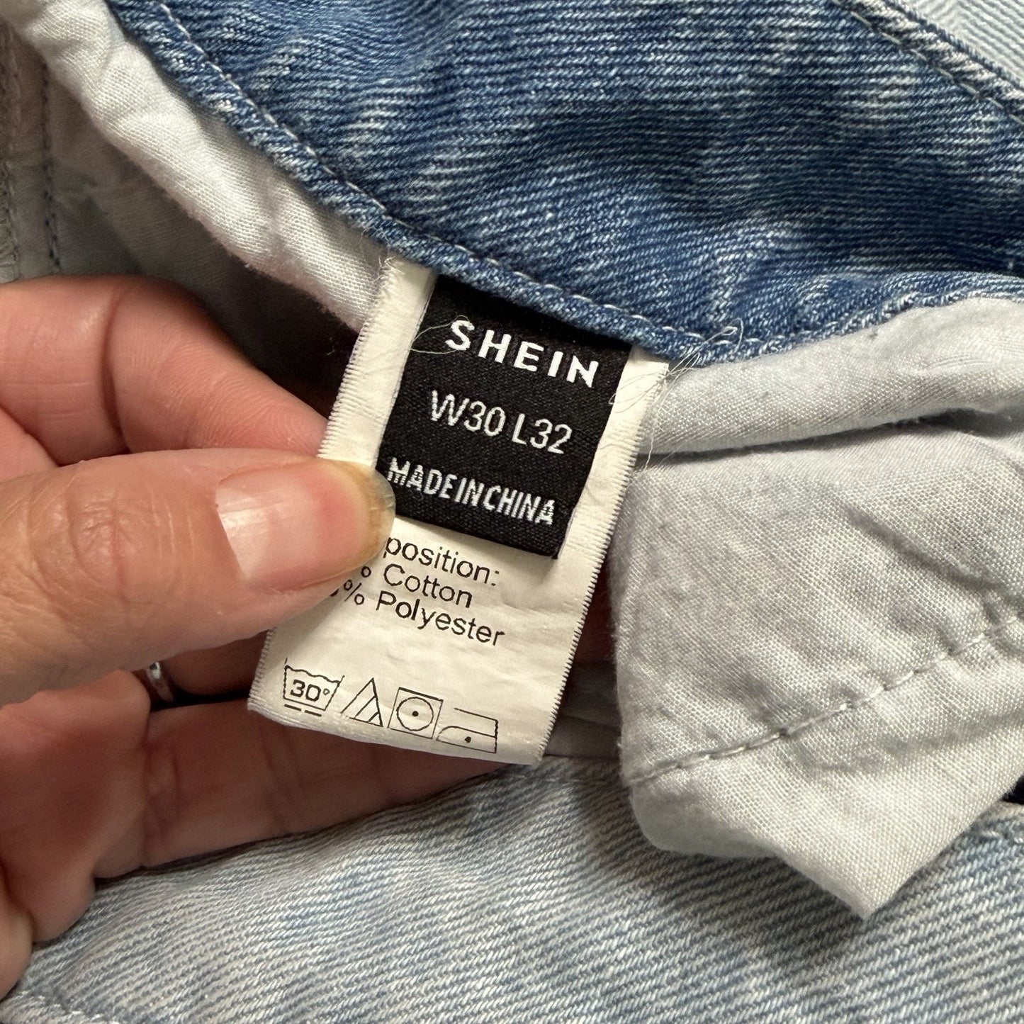 SHEIN Y2K Casual Washed Wide-Leg Baggy Jeans Patchwork Frayed Sz 10