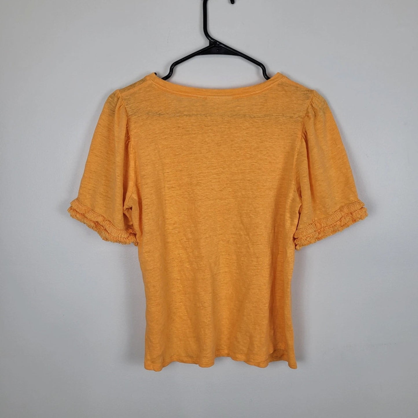 Chicos Size 1 Orange Fringe Sleeve Top