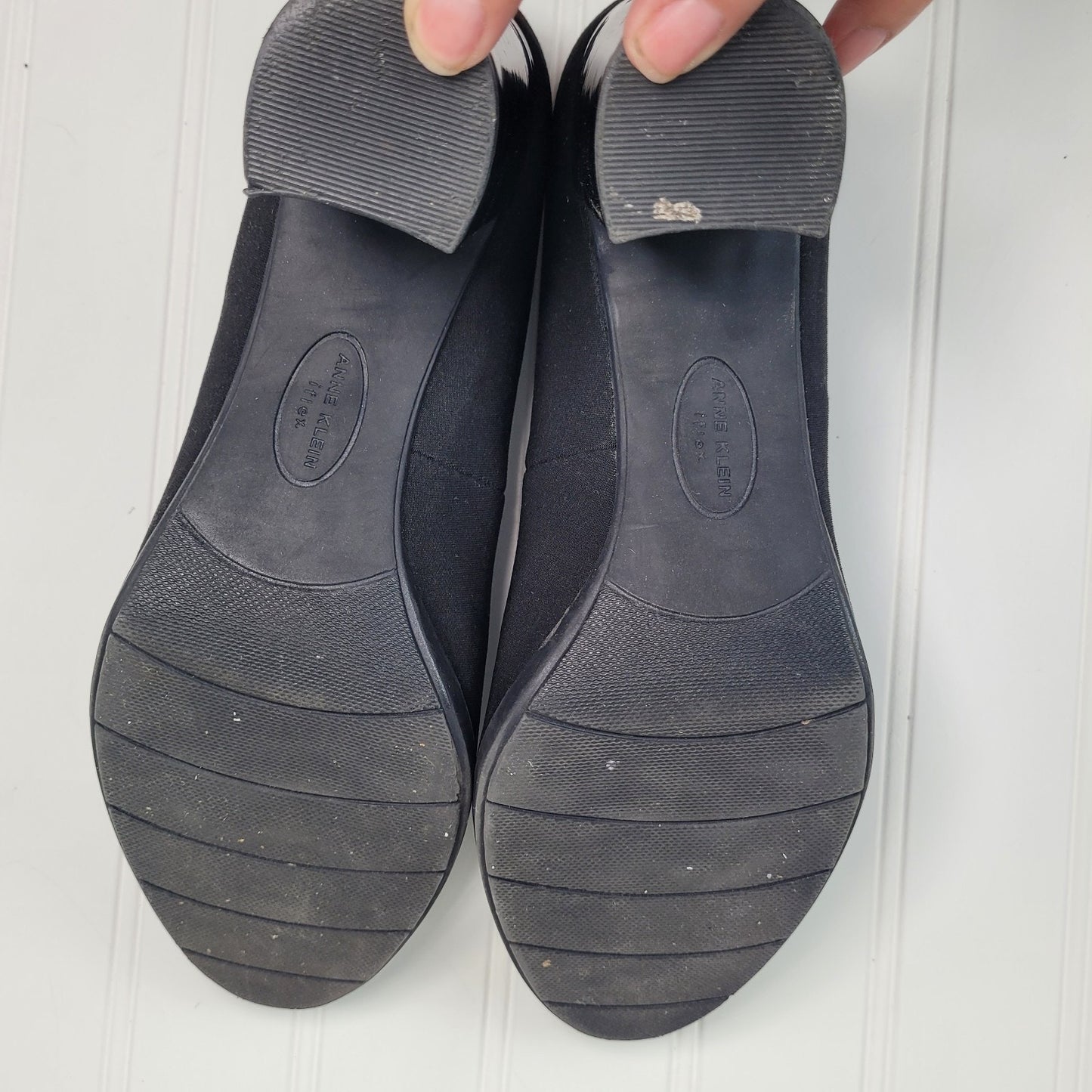 Anne Klein Carole Womens 8.5 Black Block Heel Pumps Round Toe Classic Office