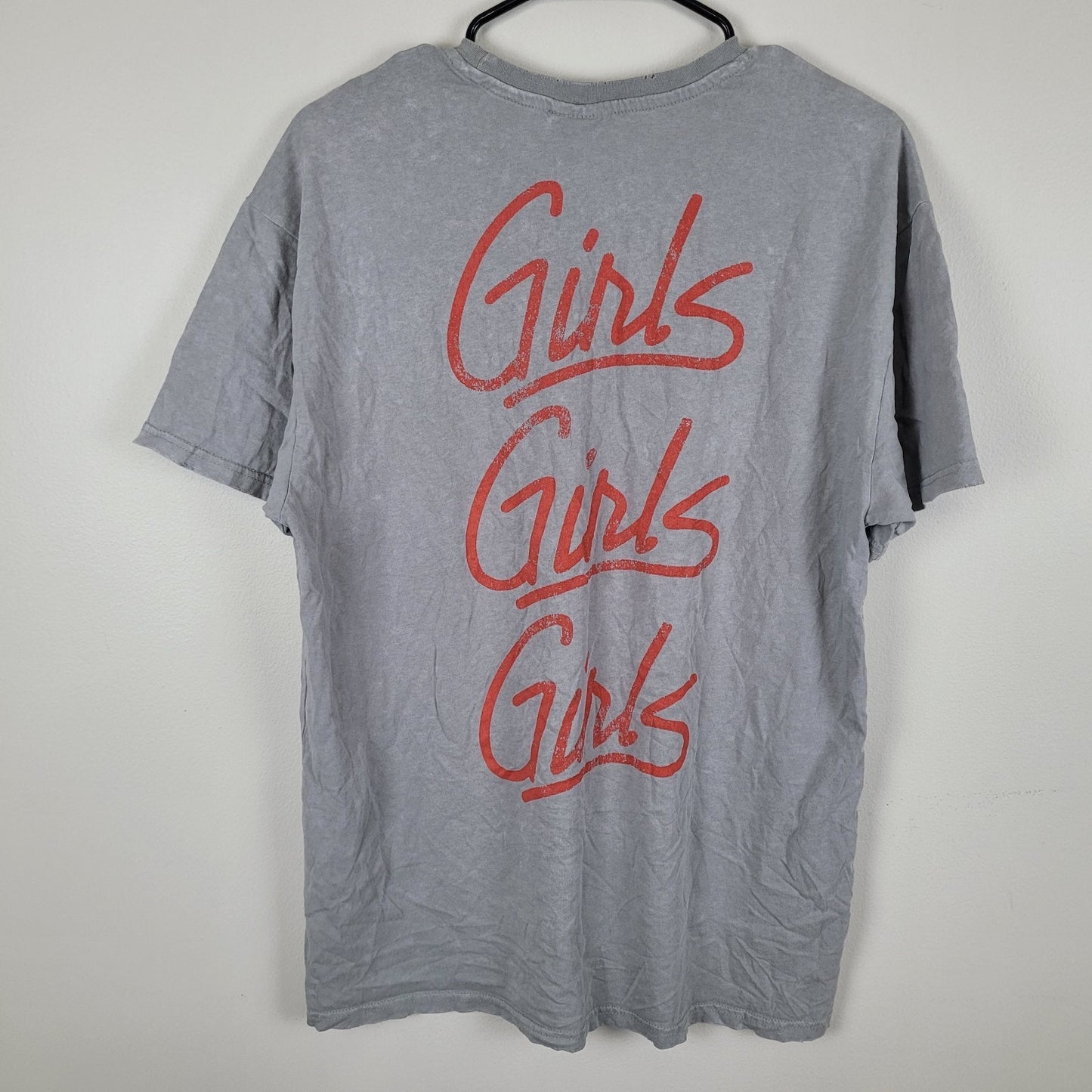 Motley Crue Mens M Gray Graphic Band Tee Girls Girls Girls 87 Distressed Y2K