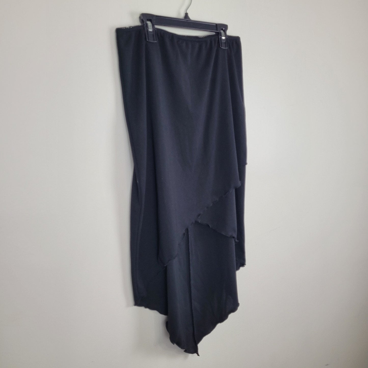 Younity Y2K 90s Vintage Womens Small Black Asymmetrical Handkerchief Hem Skirt