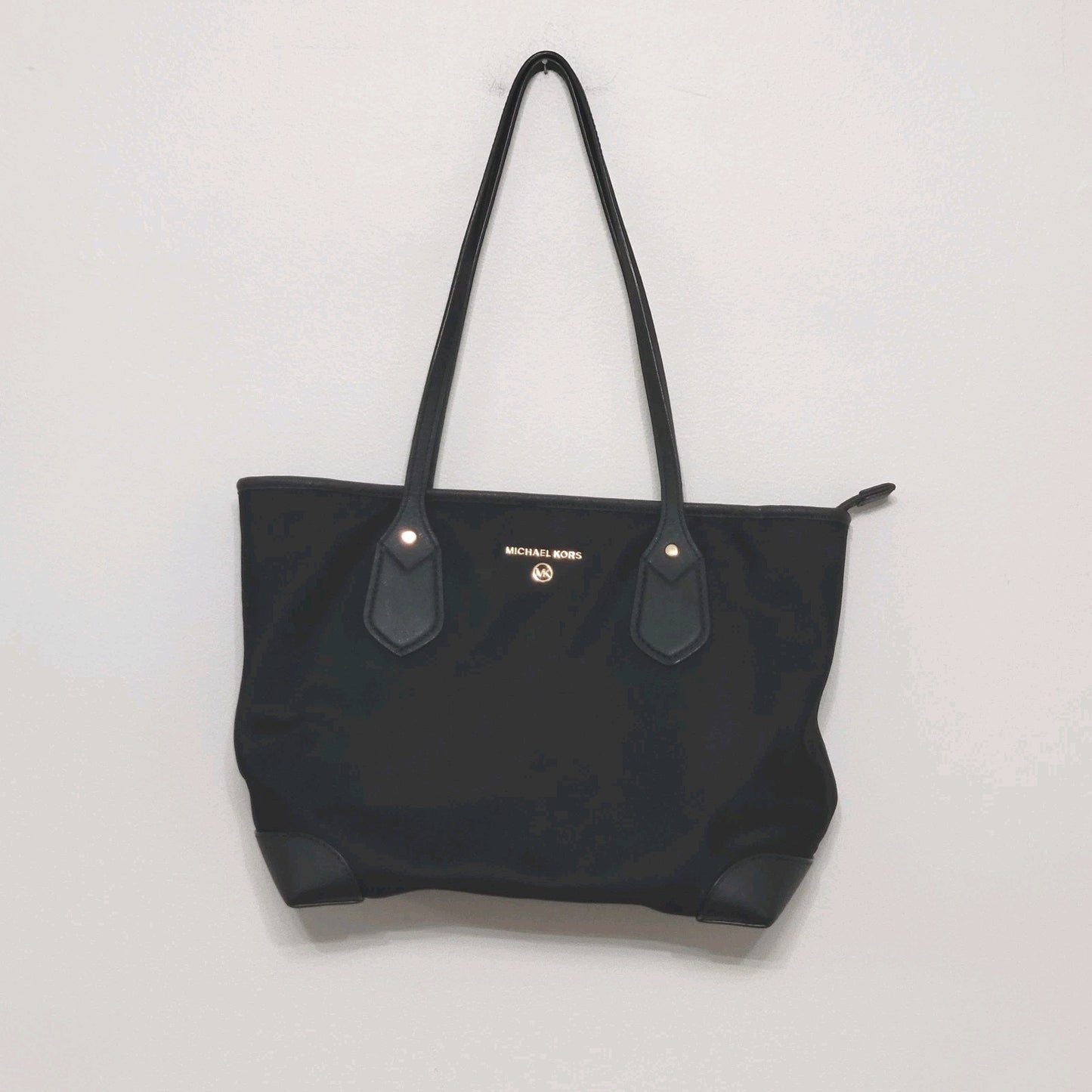 Michael Kors Eva Black Nylon Small Carryall Top Zip Tote, Shoulder Bag EUC