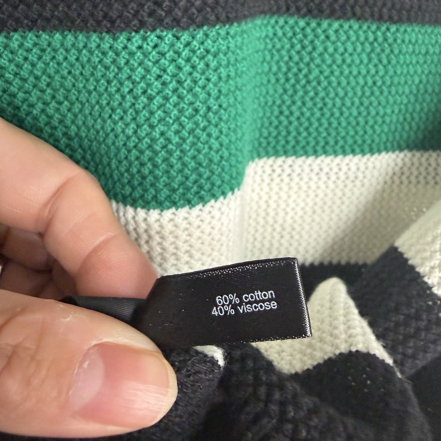 The Limited Womens M Green Black White Stripe Knit Sweater Classic Workwear Chic