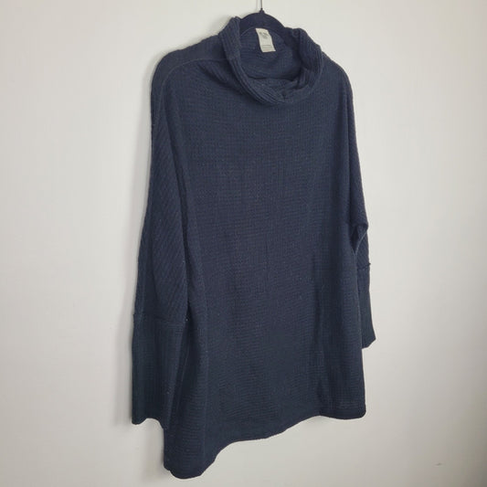 We the Free Women’s S Black Waffle Knit Funnel Neck Tunic Top Oversized GUC