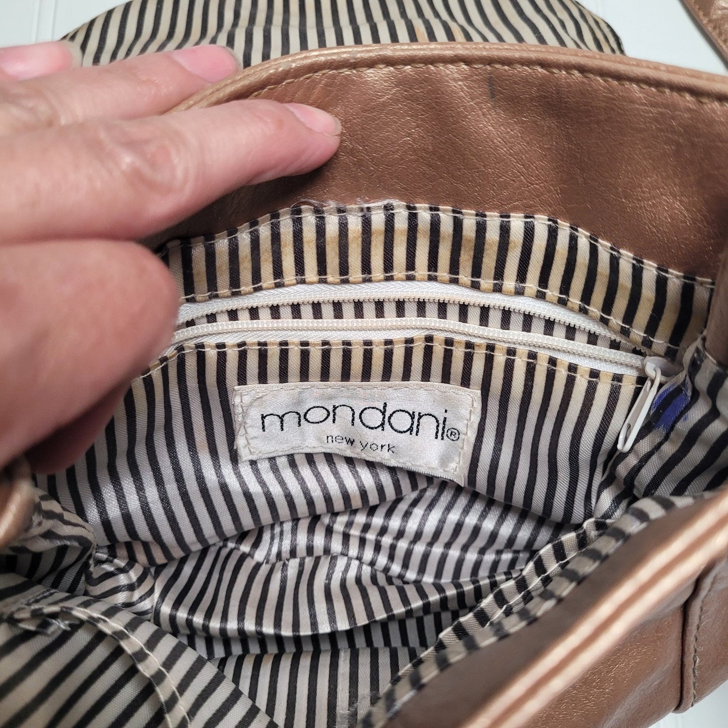 Mondani NY Tan Faux Leather Crossbody Bag Y2K Buckle Studded Western Boho