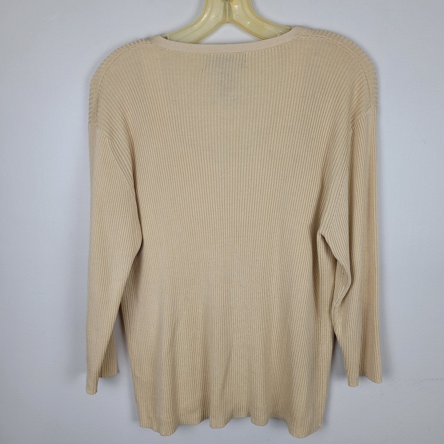 August Silk Womens XL 100% Silk Cardigan Tank Set Soft Yellow Ribbed Grandmacore