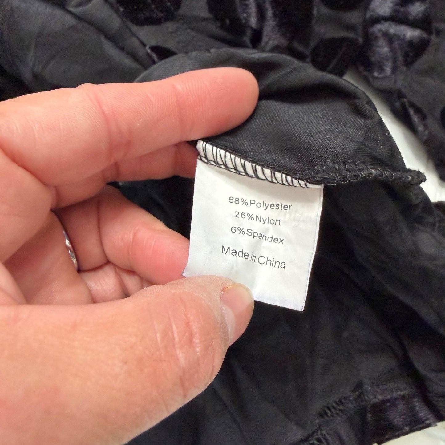 Agnes Orinda Women’s 3X Black Polka Dot Tunic Top Velvet Flock Surplice Sleeve