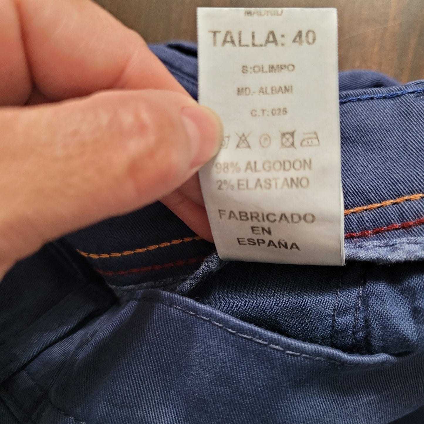 PuroEgo Men’s Navy Chino Pants Cotton EUR 40 / US 28x32 Slim Fit