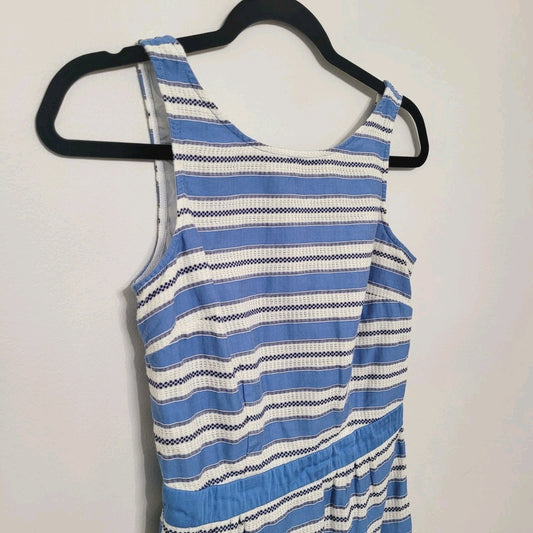 Boden Grace Multi Stripe Sheath Dress 4R Blue White Sleeveless Professional