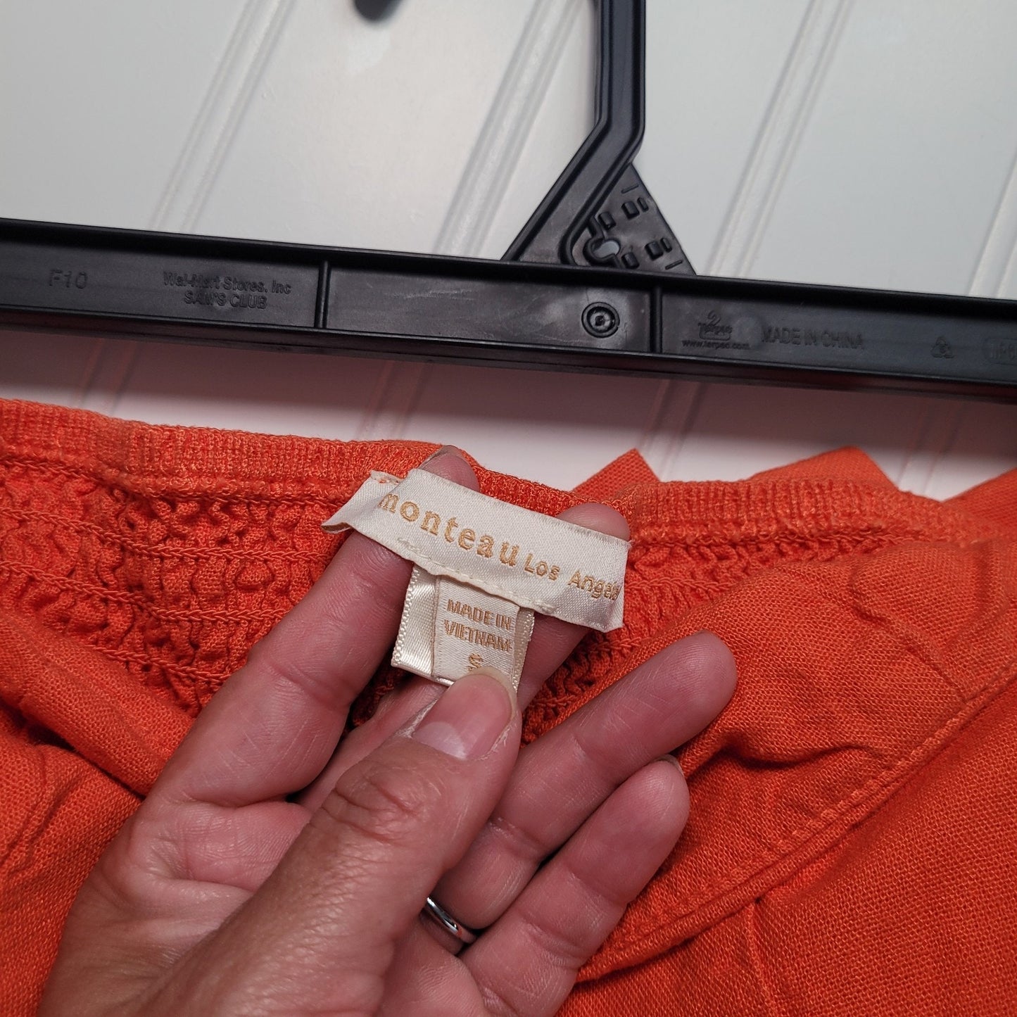 Monteau Los Angeles Womens S Strapless Belted Wide Leg Jumpsuit Orange Pockets