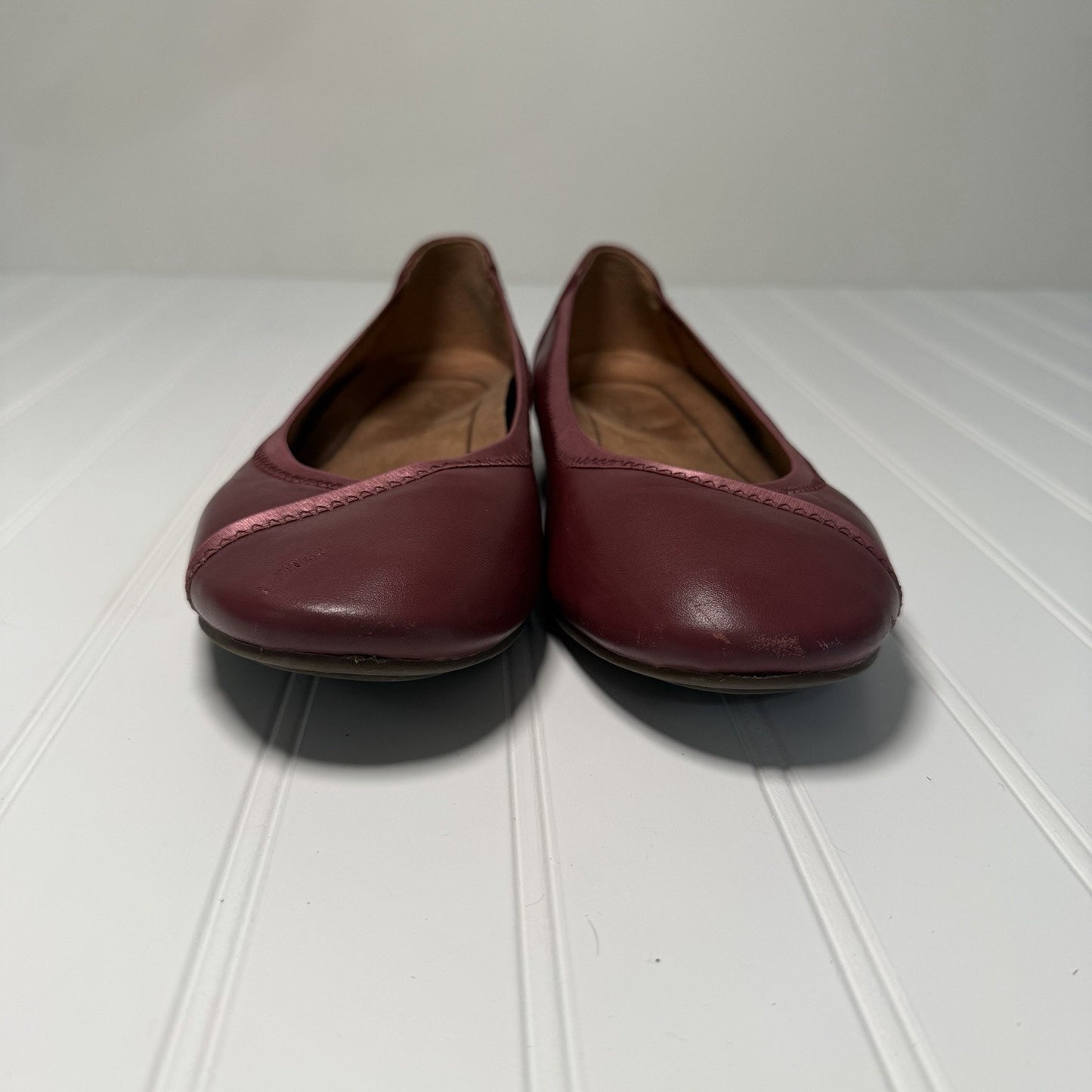 Vionic Caroll Ballet Flats Womens Size 7 Shiraz Wine Leather Slip On Comfort