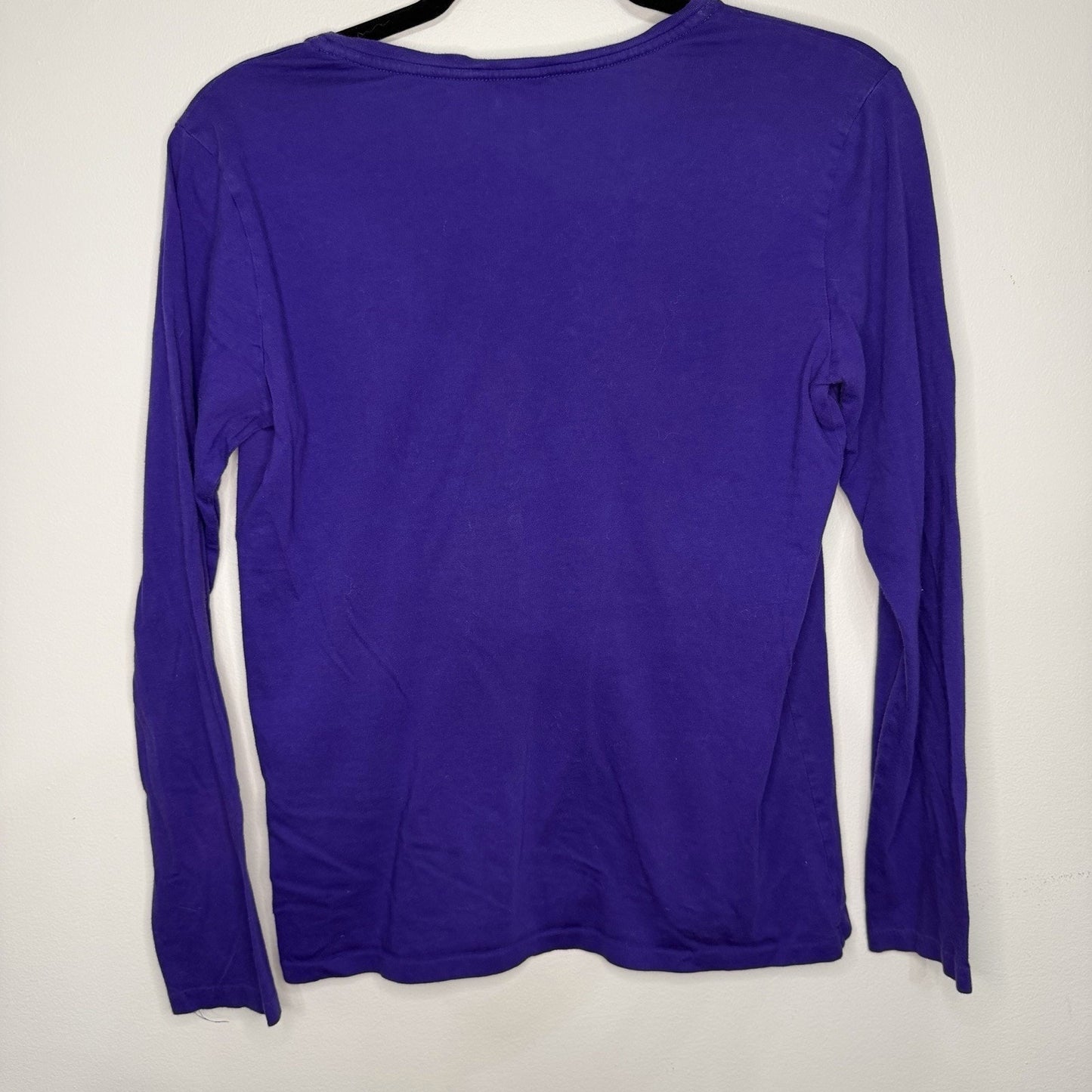 Ralph Lauren Sport Womens M Purple Long Sleeve V-Neck Tee Preppy Classic Layerin